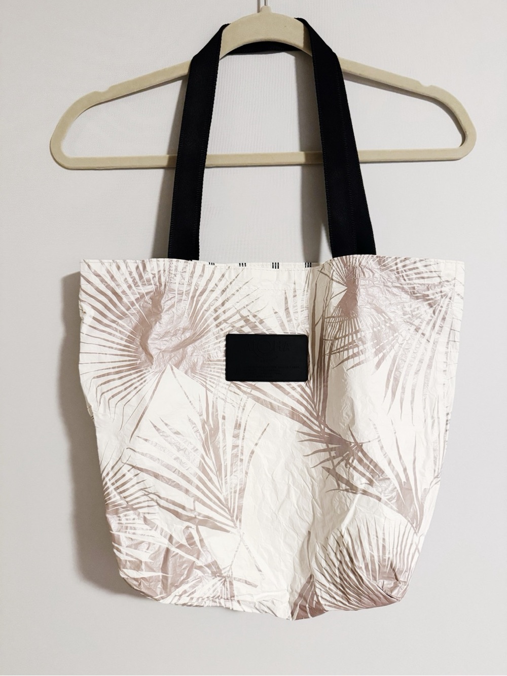 Aloha Collection - Reversible Rose Gold Palm Leaf Print Tote Bag